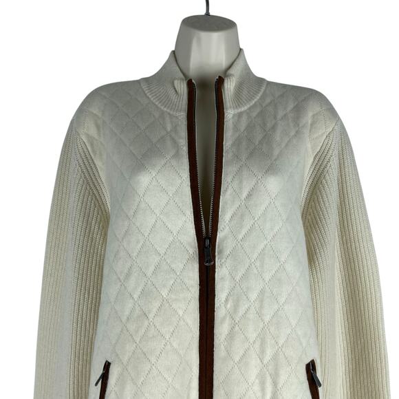 Brooks Brothers Merino Wool Blend Agyle Quilted Zip Cardigan Size XL - Picture 4 of 11